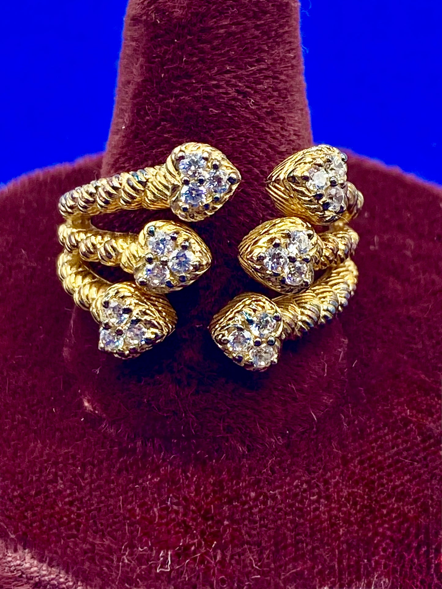 Judith Ripka Vermeil Sterling Cable Heart Ring