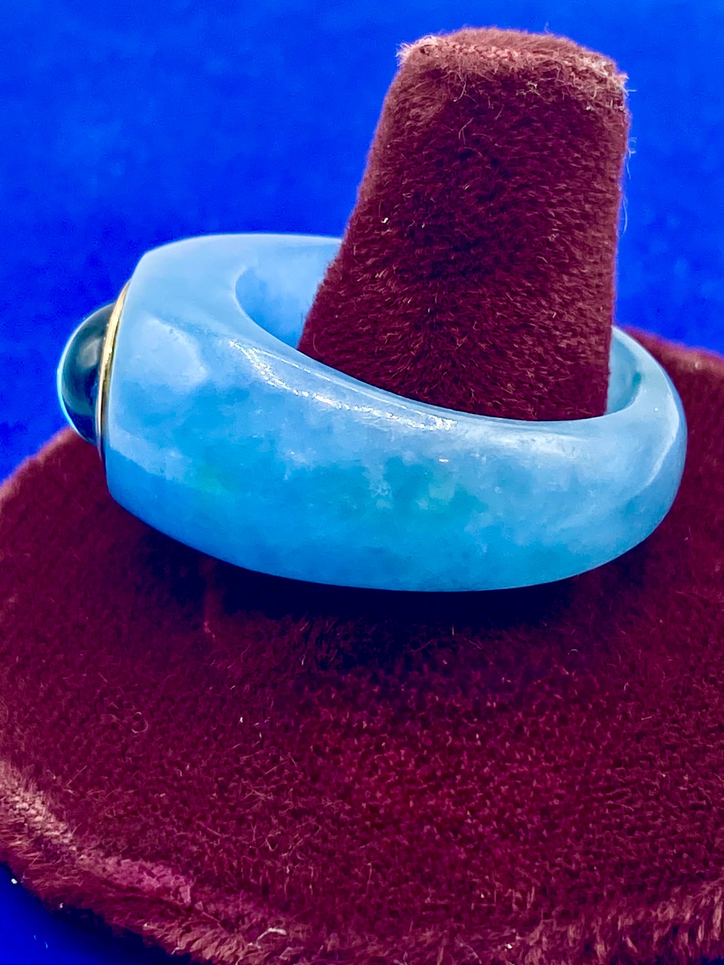 14K Blue Jade & Blue Topaz Cabochon Ring