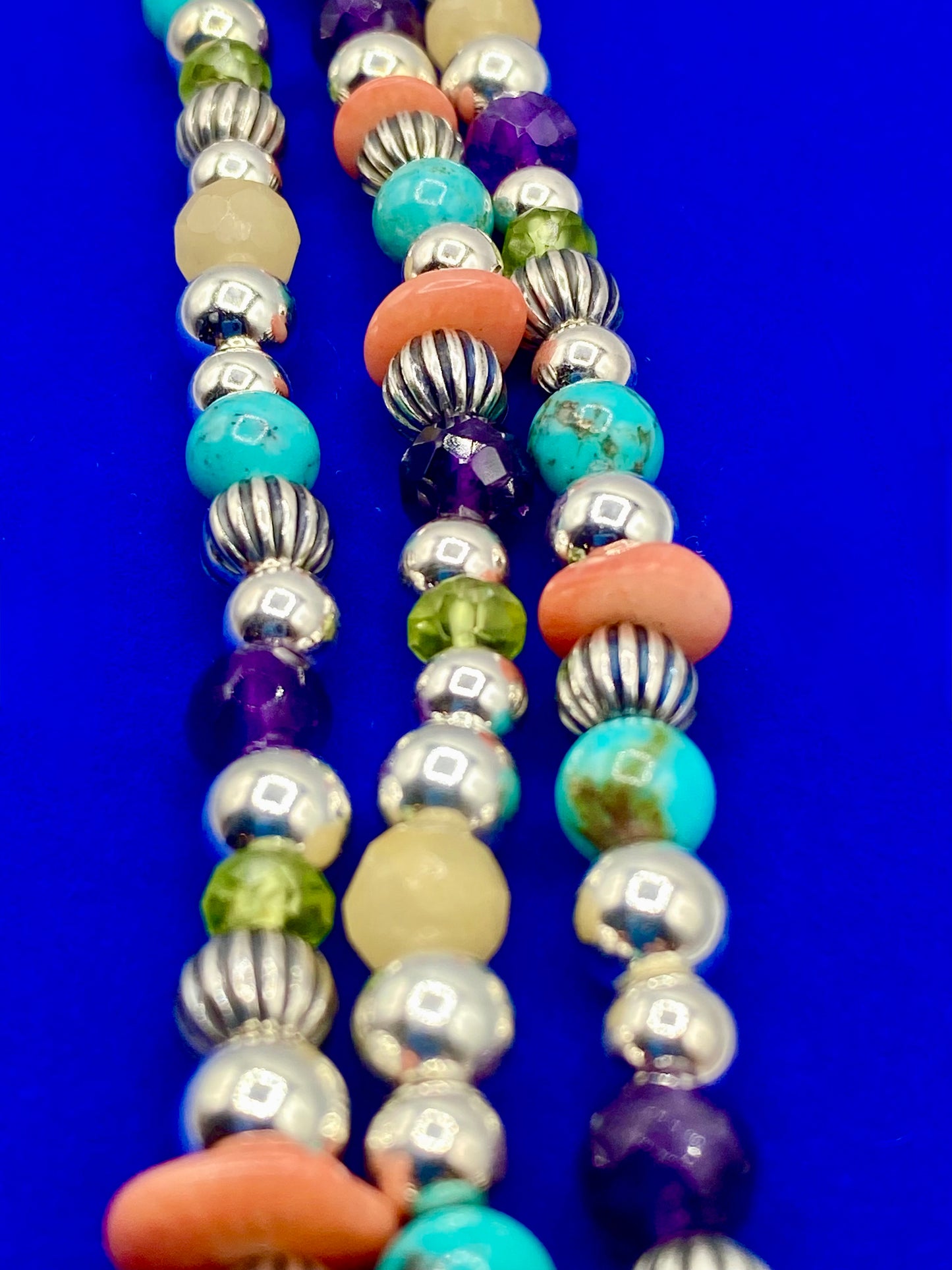 Sterling Silver Multi Gemstone Carolyn Pollack Relios Multi Strand Bracelet