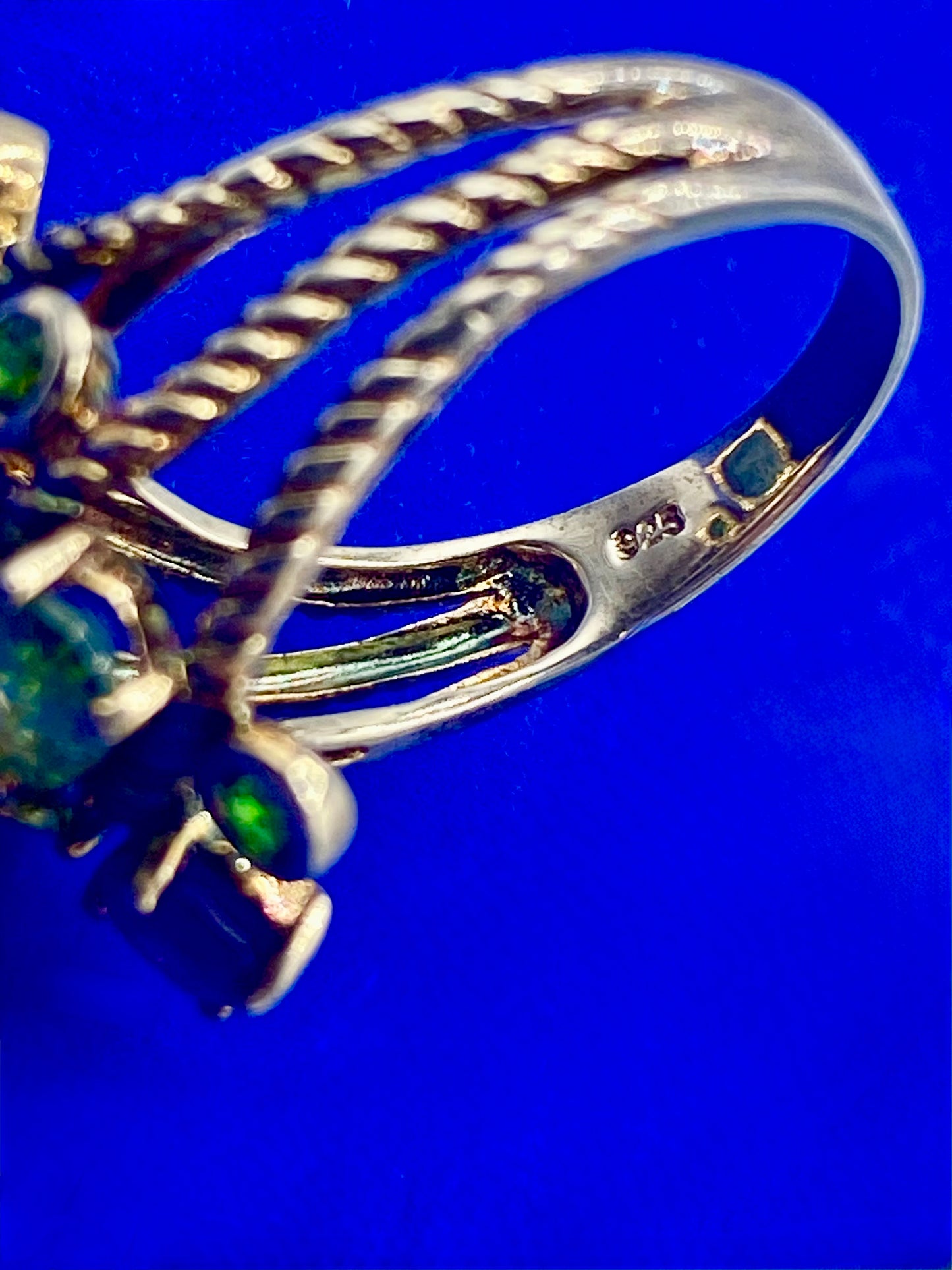 Sterling Silver Amethyst & Peridot Gemstone Cluster Ring