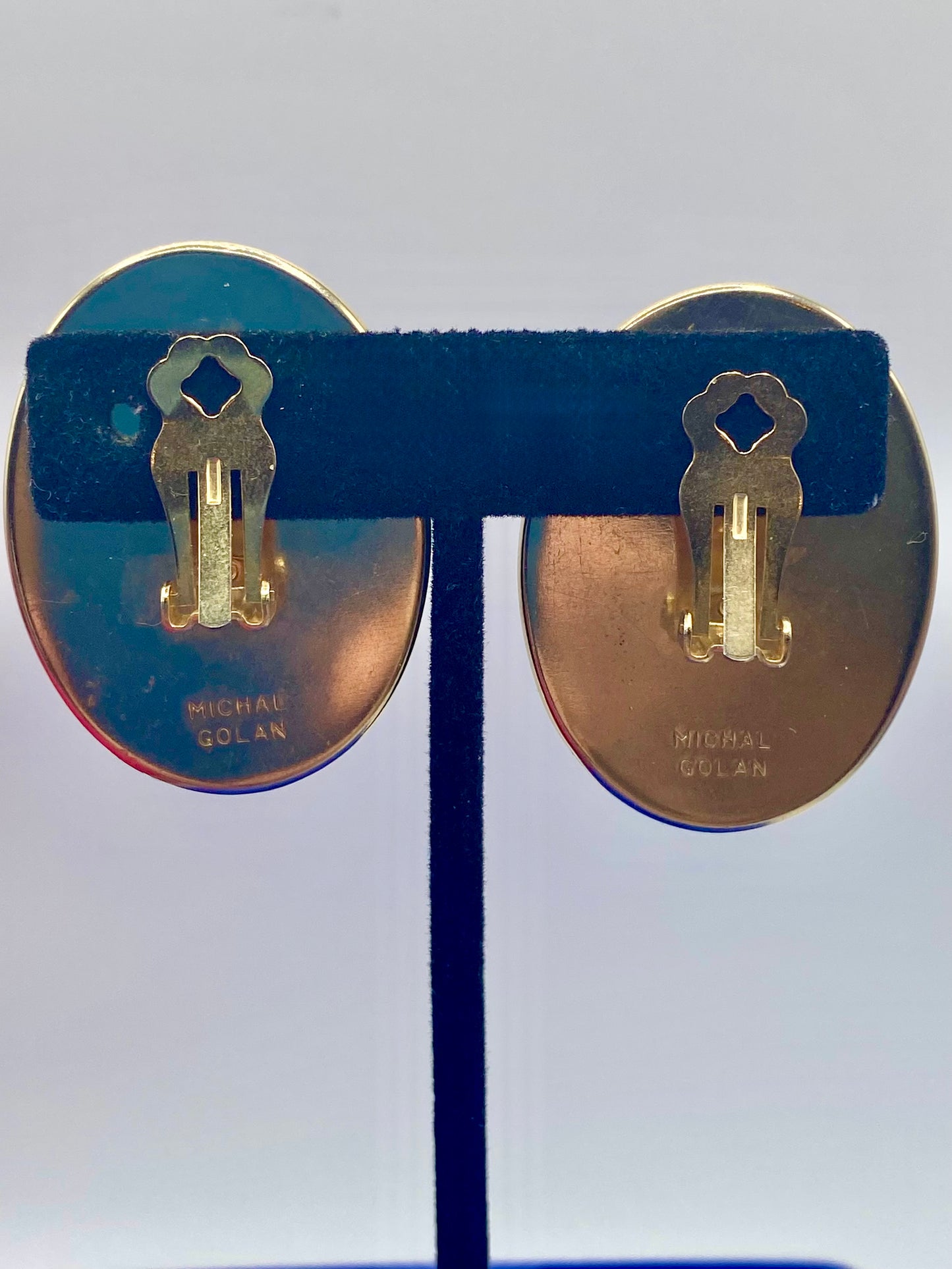 Vintage Michael Golan Red Cabochon Clip Ons