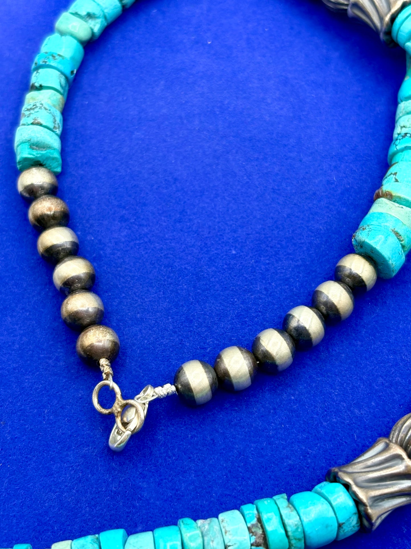 Sterling Silver Southwestern Turquoise Discs & Bead Necklace