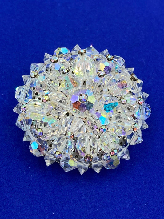 Vintage AB Crystal Brooch With Rhinestones