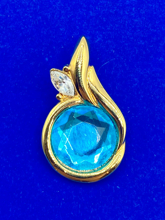 KJL Gold Tone & Blue Pendant