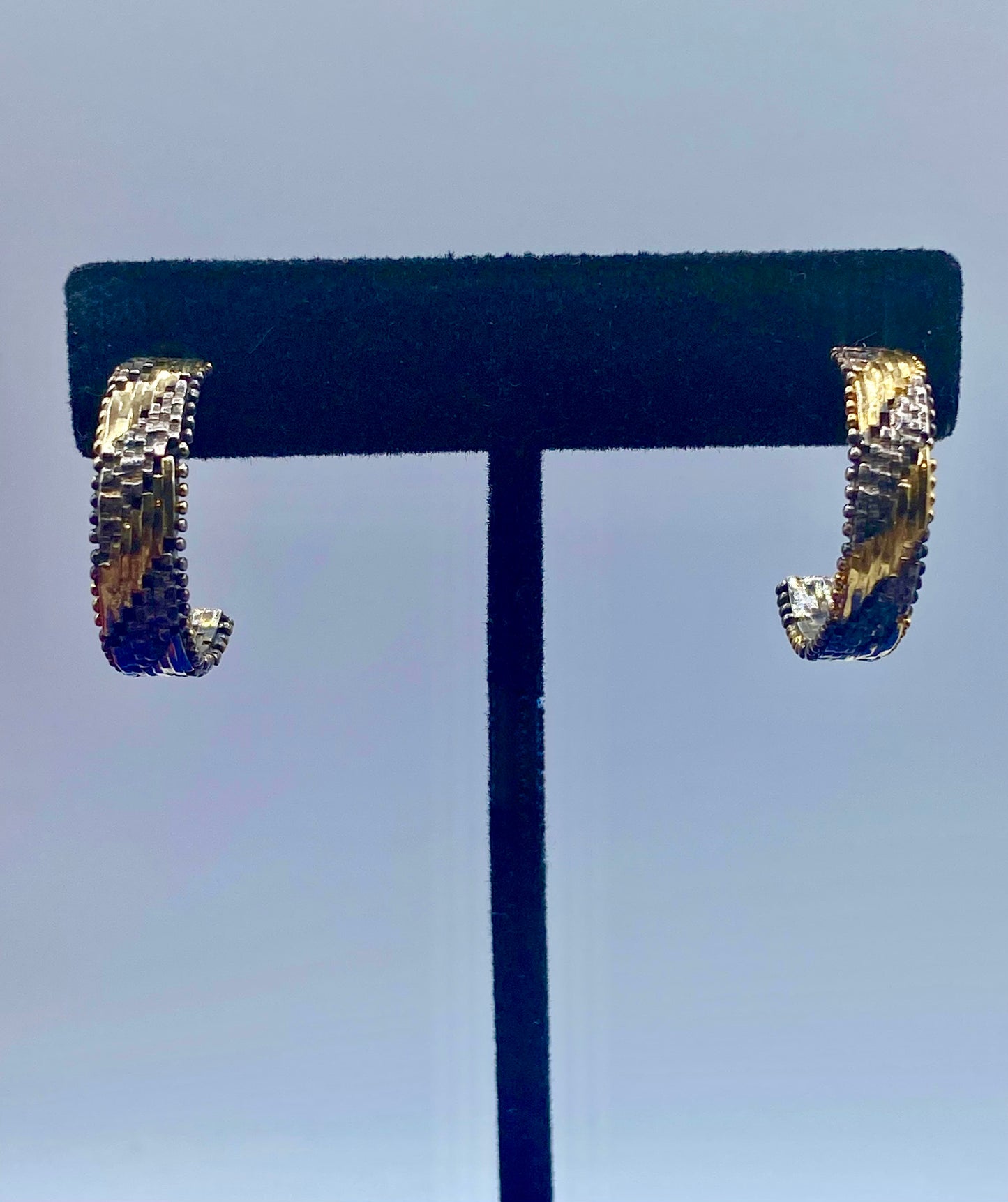 Sterling Silver Riccio Half Hoop Earrings
