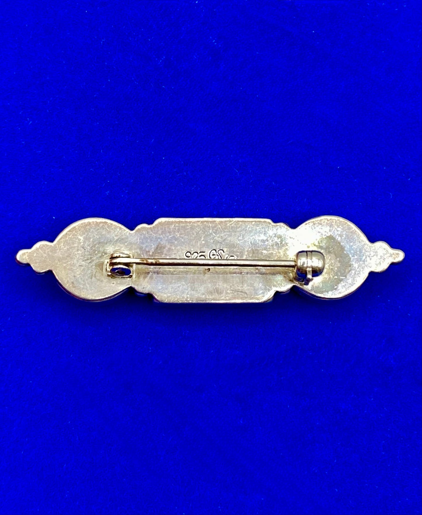 Vintage O-P Silver Manufacture Sterling Silver Turquoise Bar Brooch