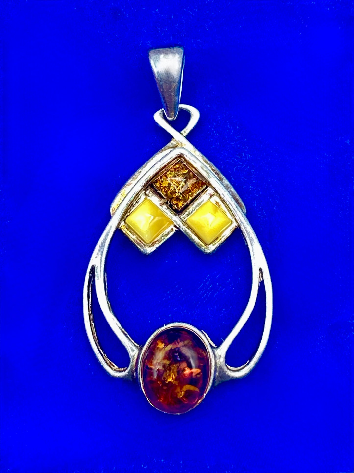 Baltic & Butterscotch Amber Sterling Silver Pendant
