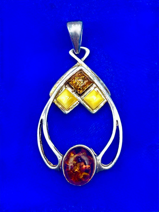 Baltic & Butterscotch Amber Sterling Silver Pendant