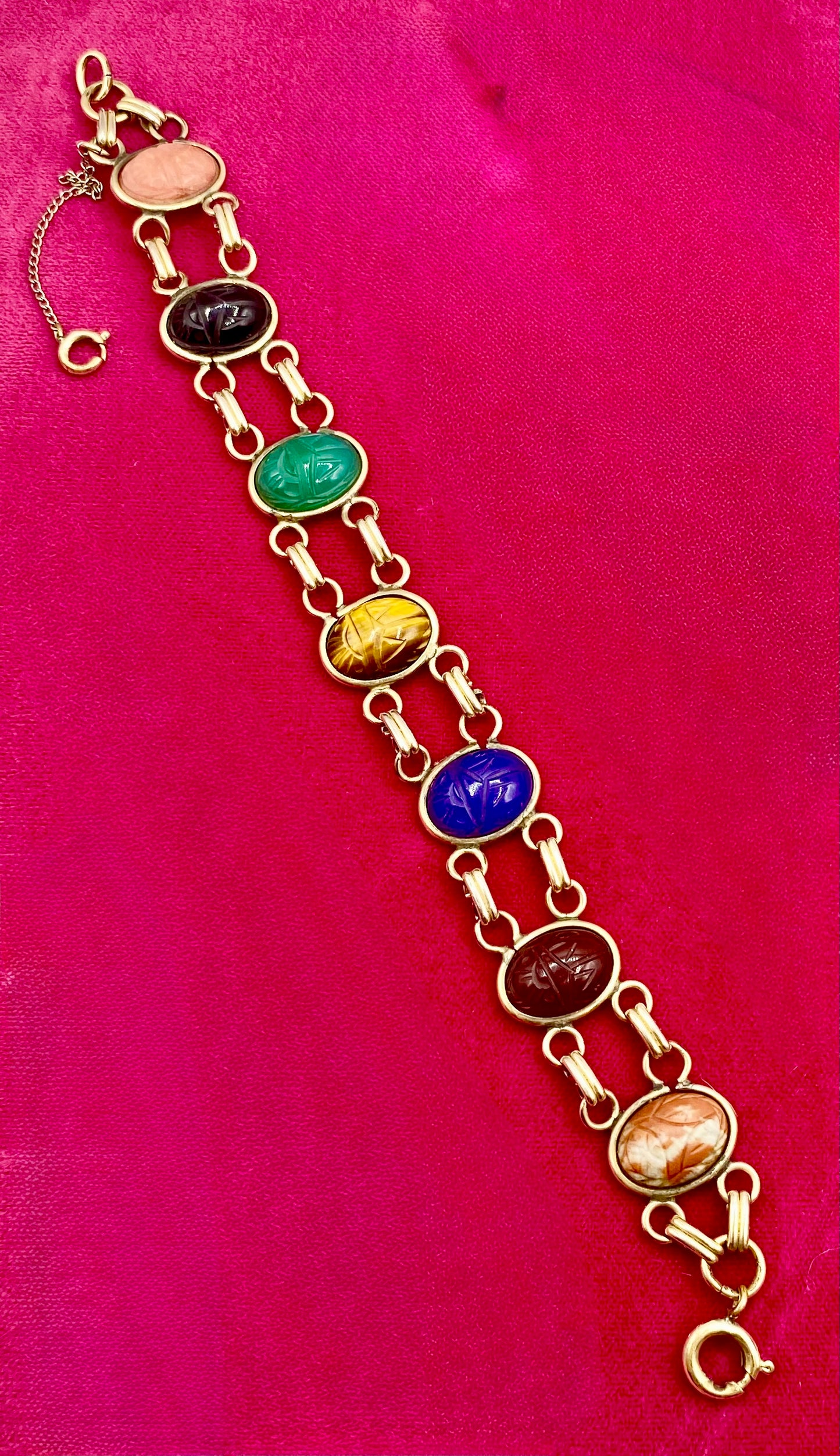 Vintage Gold Filled Stone Scarab Bracelet