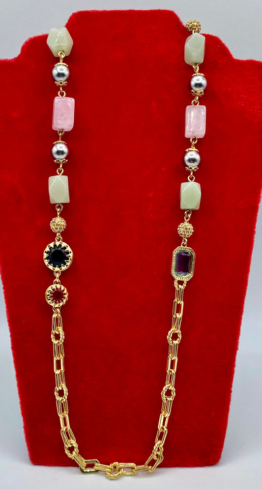 Talbots Rhinestone & Crystal Gold Tone Necklace NWT