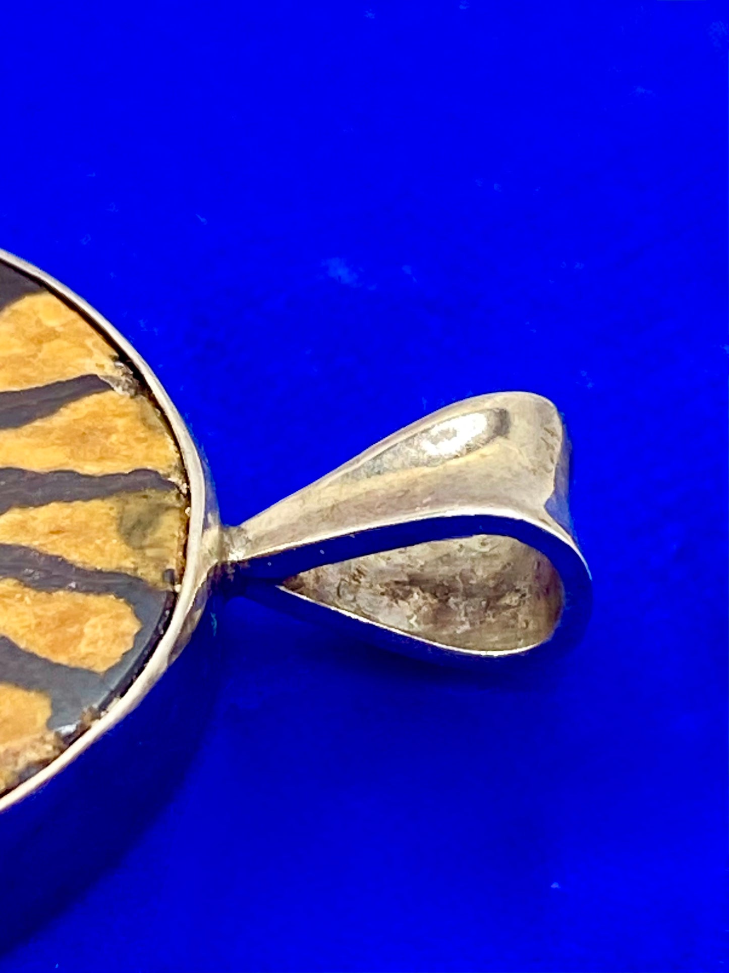 Vintage Sterling Silver Fossil Ammonite Pendant