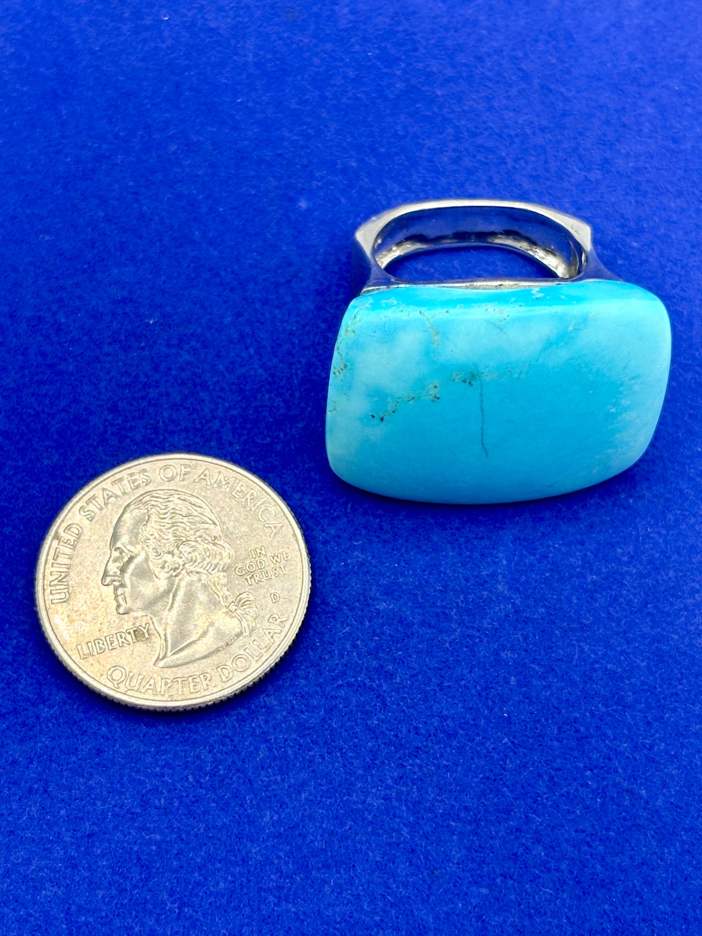 Sterling Silver Chapal-Zenray Big Turquoise Ring
