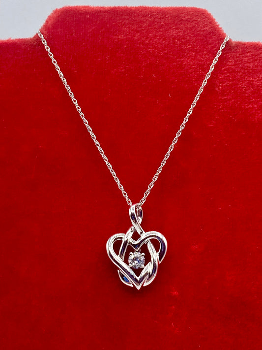 Sterling Silver CZ Heart Necklace