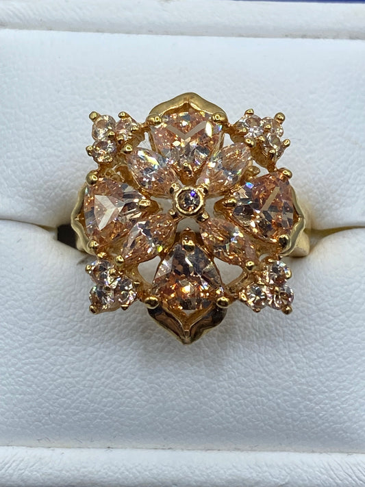 Gold Tone Glass Statement Ring
