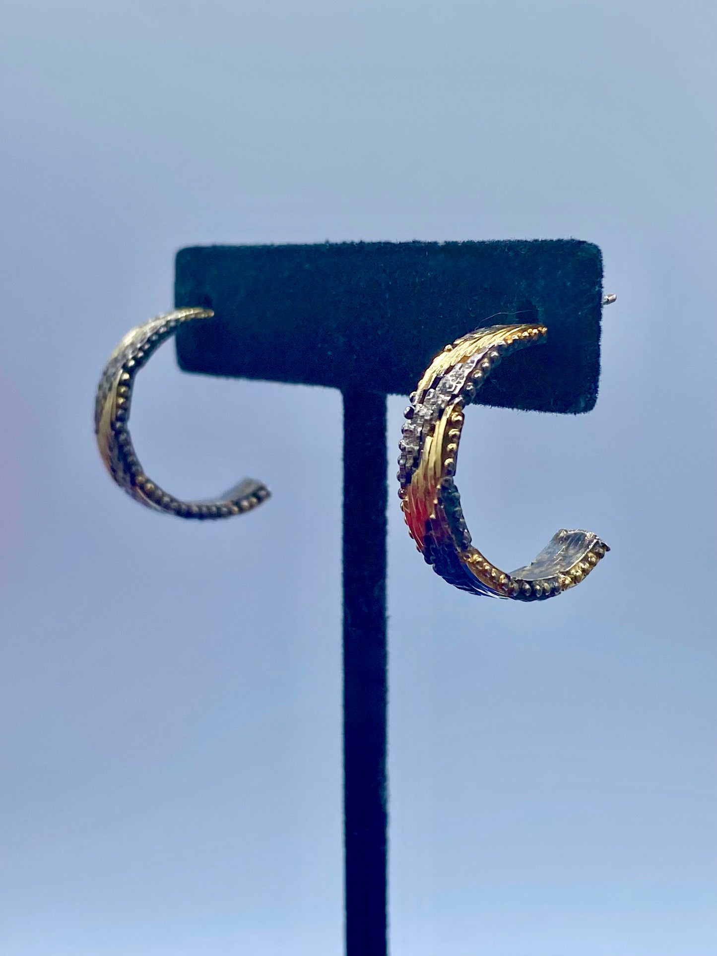 Sterling Silver Riccio Half Hoop Earrings