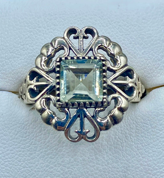 Sterling Silver Blue Topaz Heart Ring