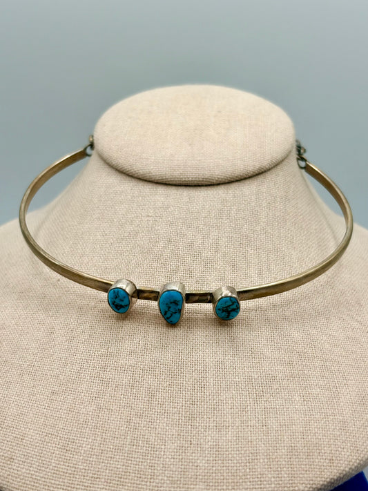 Sterling Silver Native Turquoise Omega Style Choker Necklace