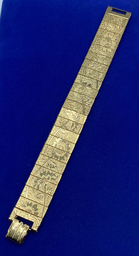 Gold Tone Floral Panel Bracelet