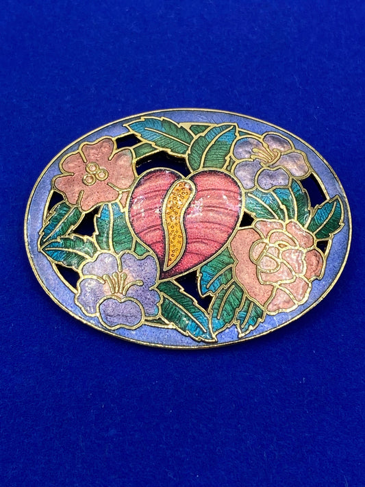 Cloisonné Floral Brooch