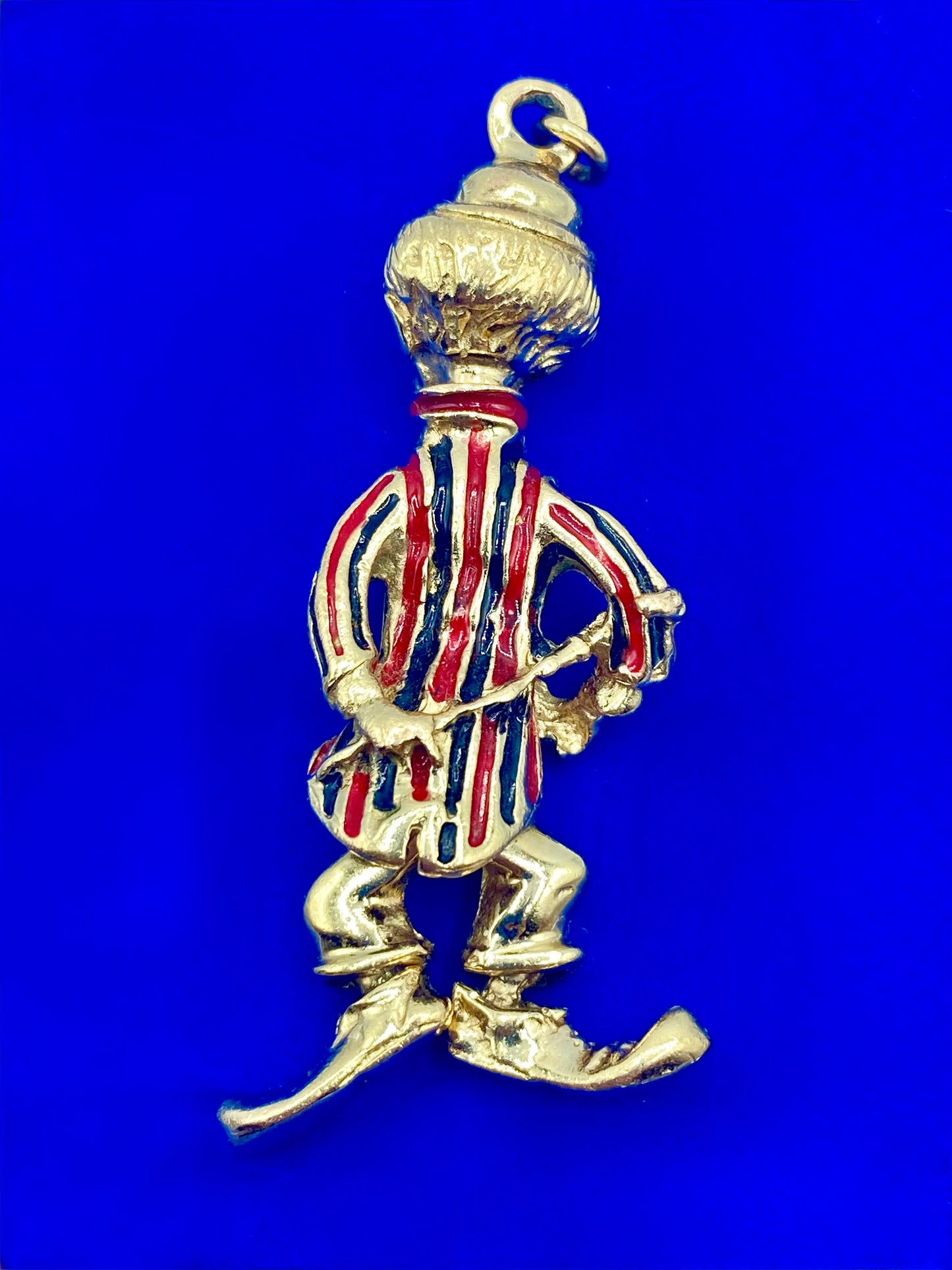 Vintage Enameled Moveable Clown Pendant