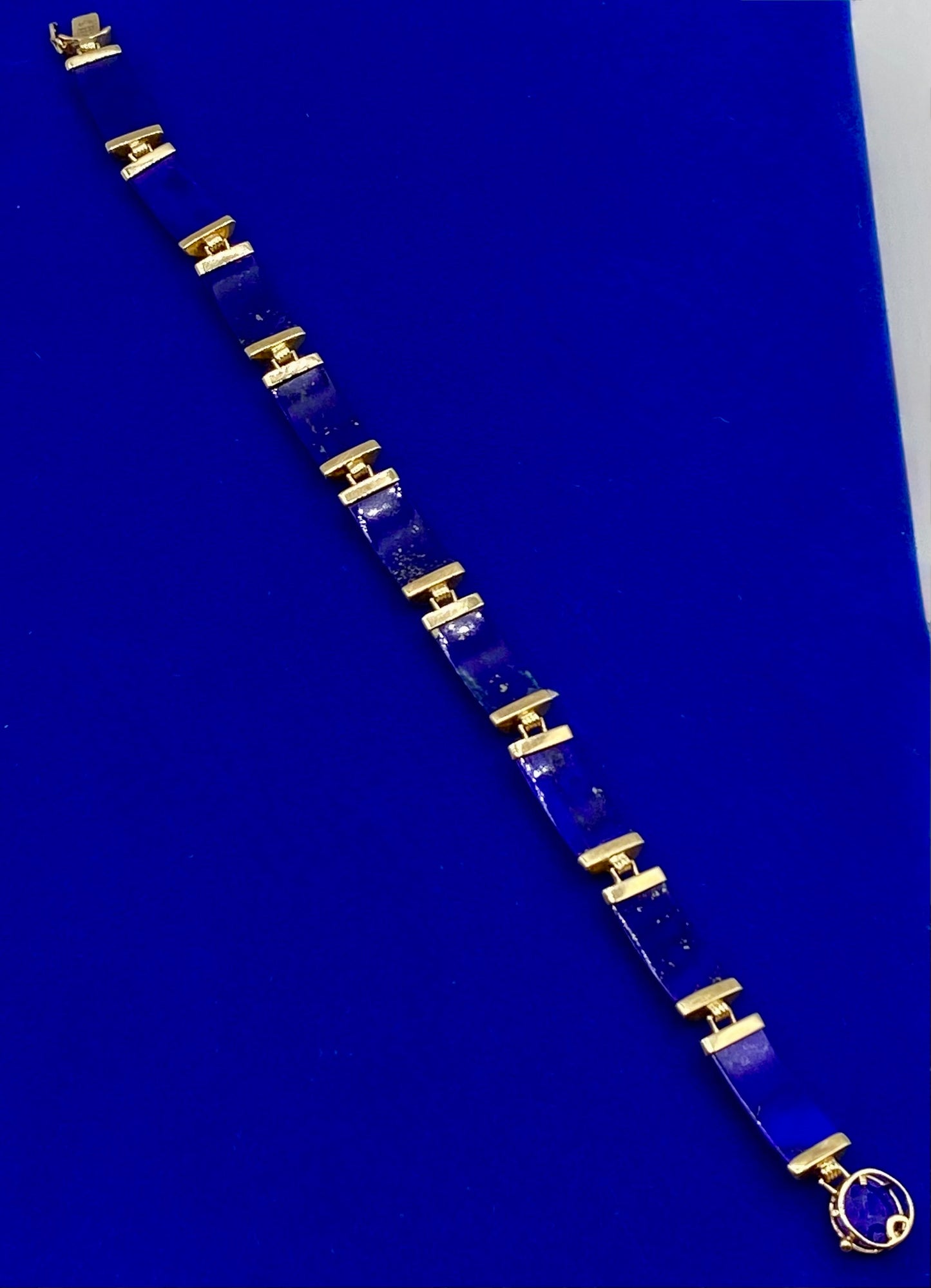 14K Gold & Lapis Hinged Tennis Bracelet