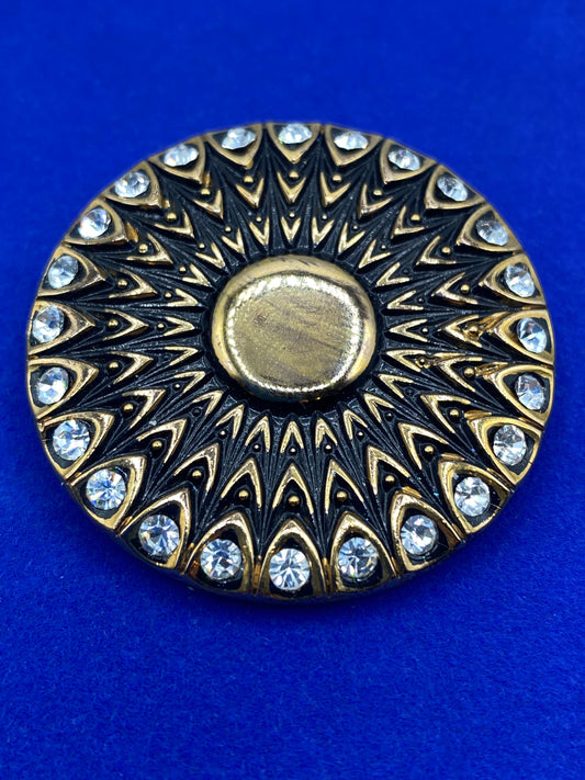 Vintage Rhinestone Button Brooch