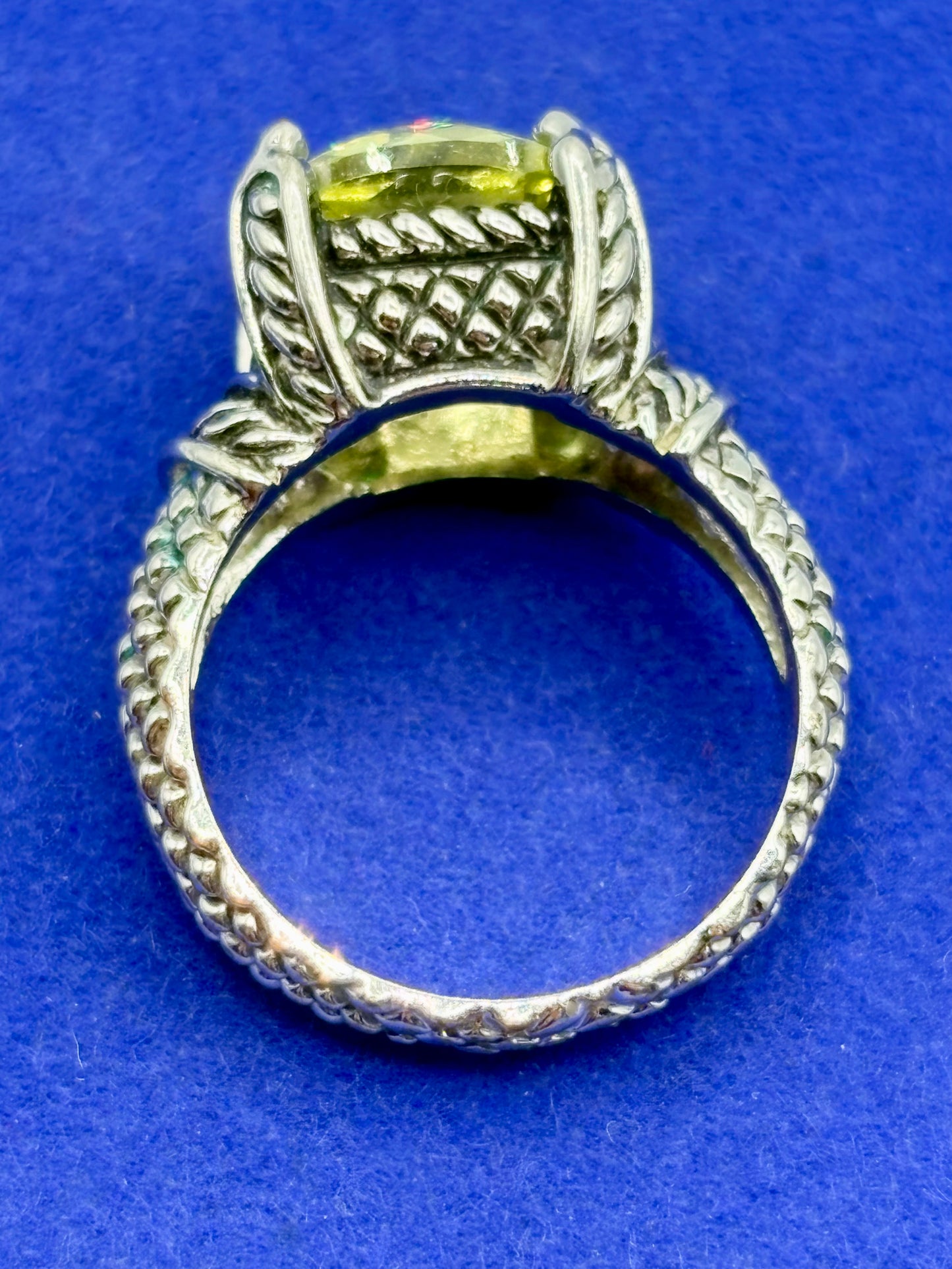 Premier Designs Yellow Crystal Silver Tone Costume Ring