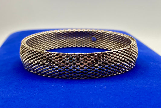 GC Sterling Silver Large Mesh Link Bangle Bracelet