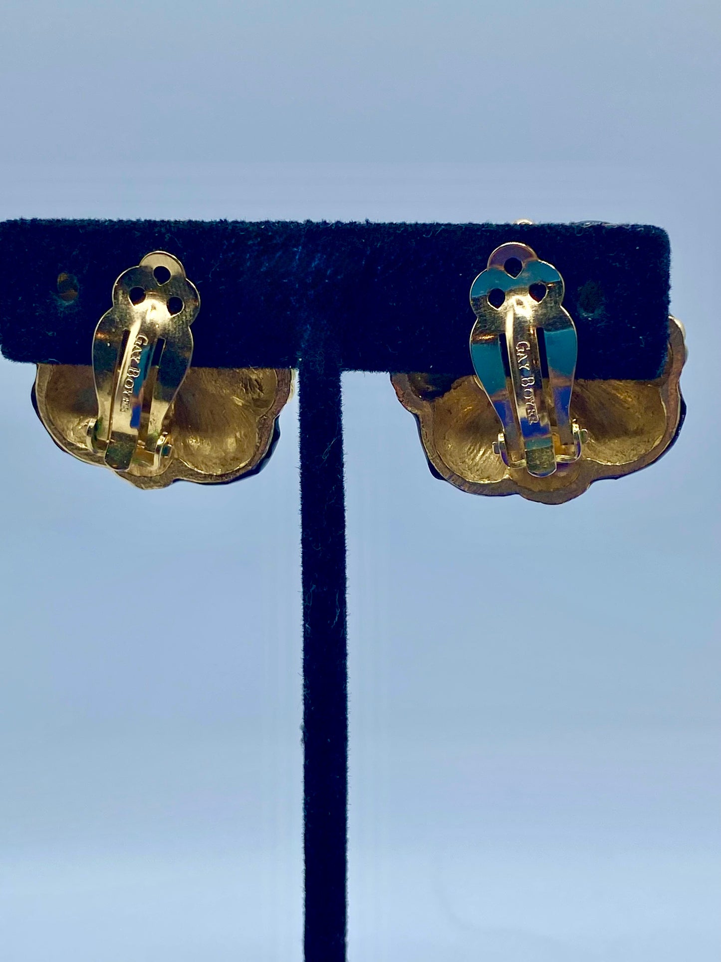 Vintage Black Enameled Gay Boyer Clip Ons