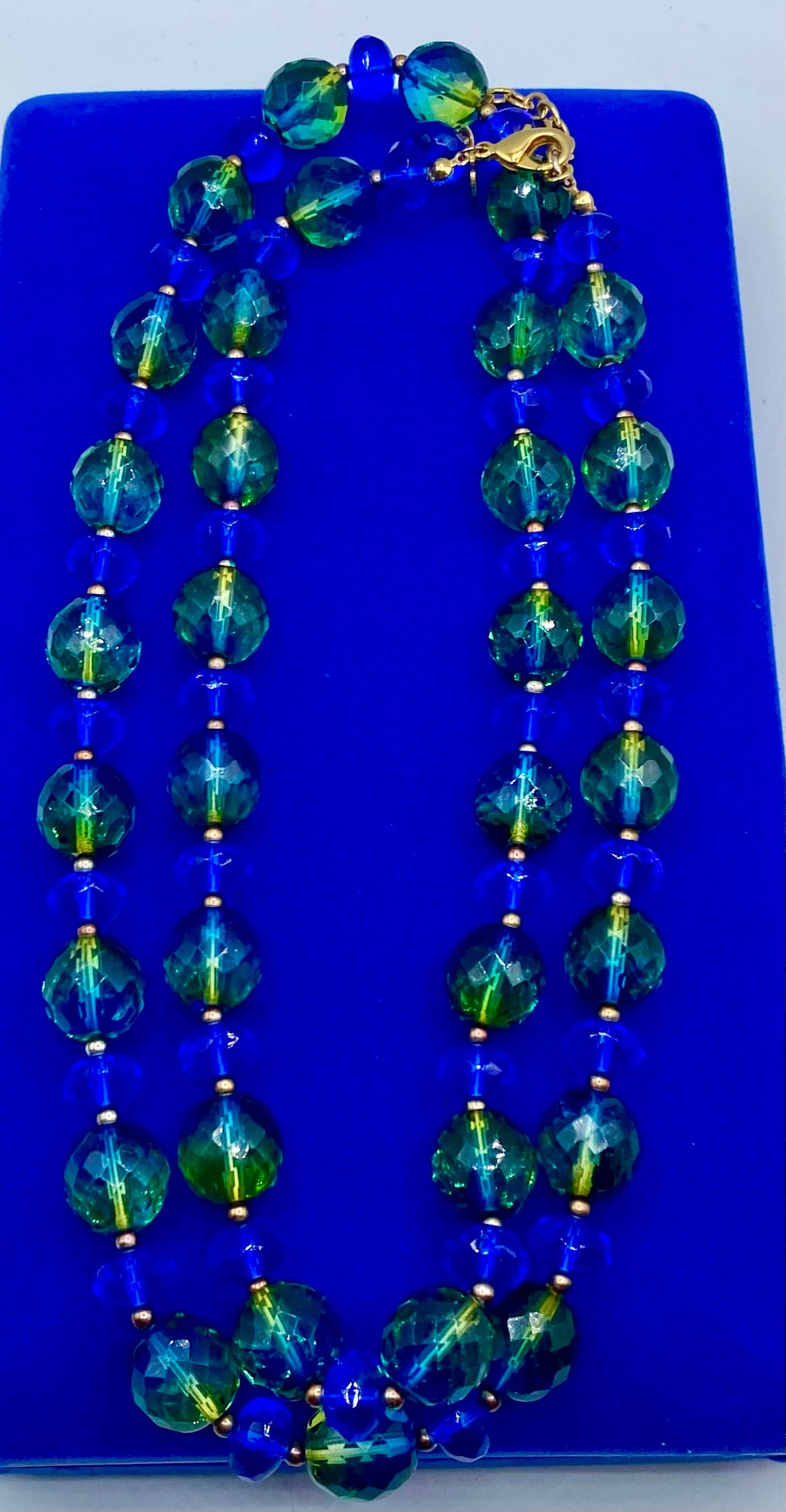Joan Rivers Czechoslovakian Green & Blue Glass Necklace