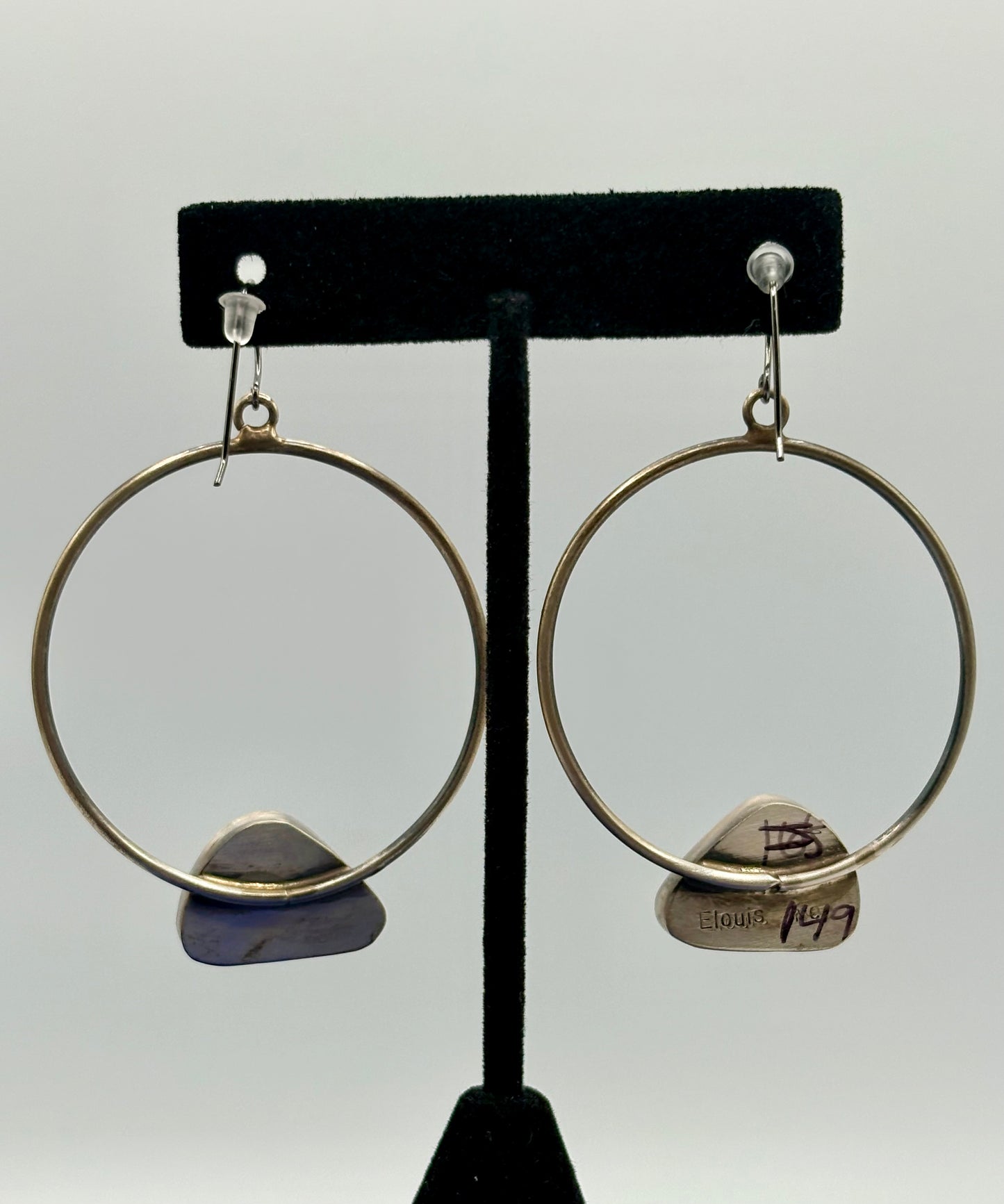 Sterling Silver Native Eloise Kee Turquoise Hoop Earrings