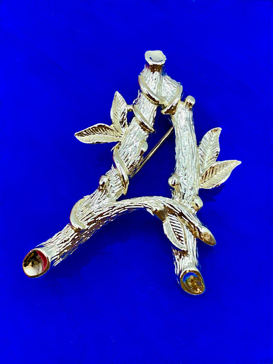 Sarah Coventry Letter “A” Gold Tone Bamboo Style Brooch