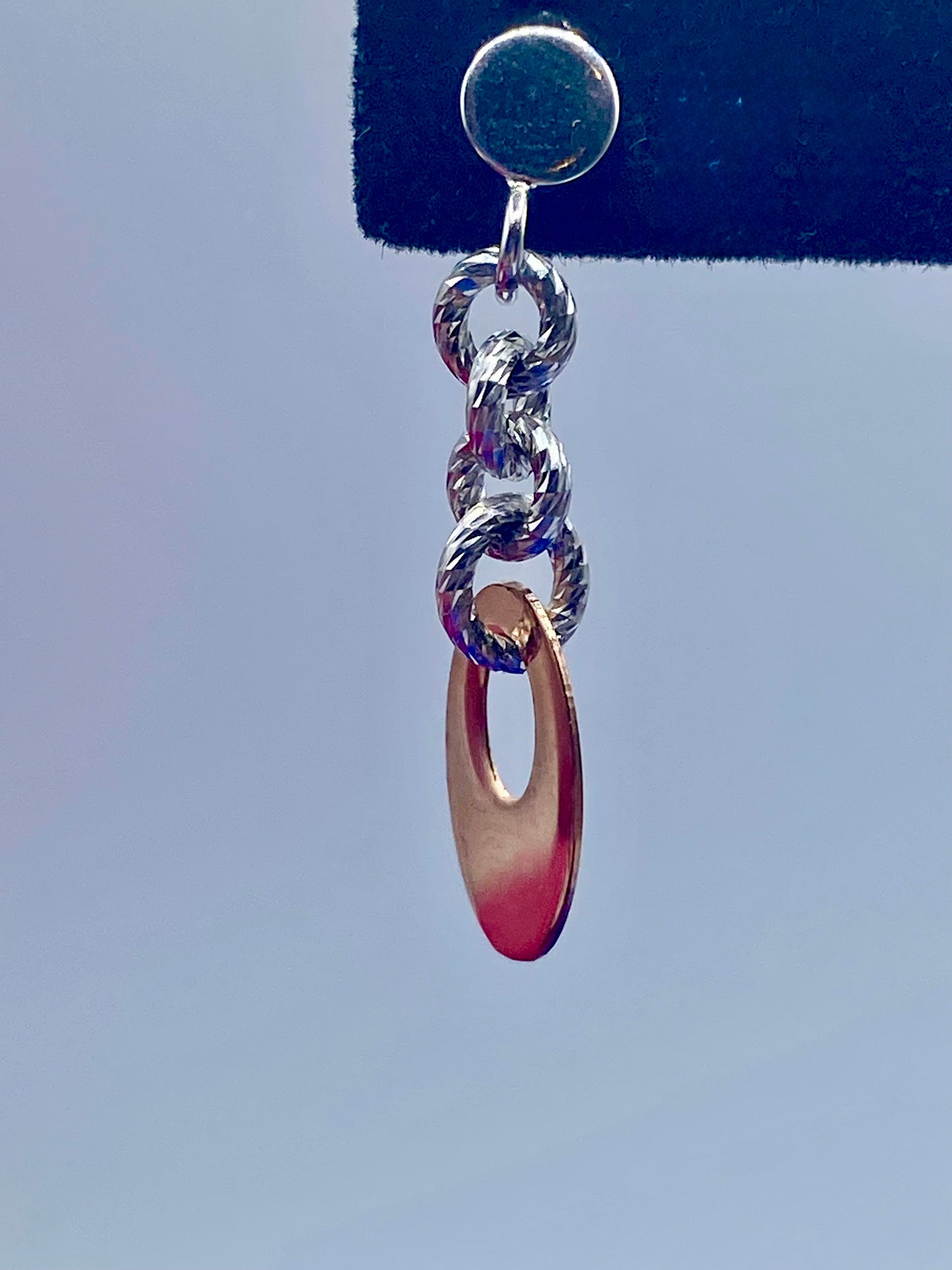 Sterling Silver Italy Duo Color Earrings