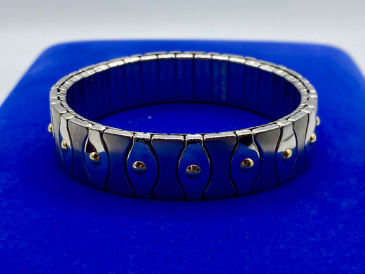 Stainless Steel & 18K Milor Italy Stretch Bracelet