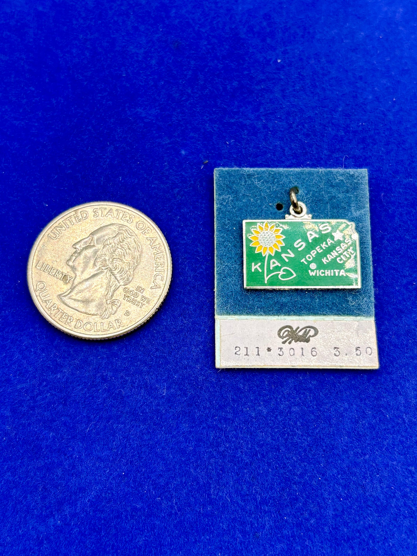 NWT Sterling Silver Green Enameled Kansas State Charm