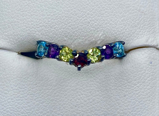 Sterling Silver Multi Gemstone Stacker Ring