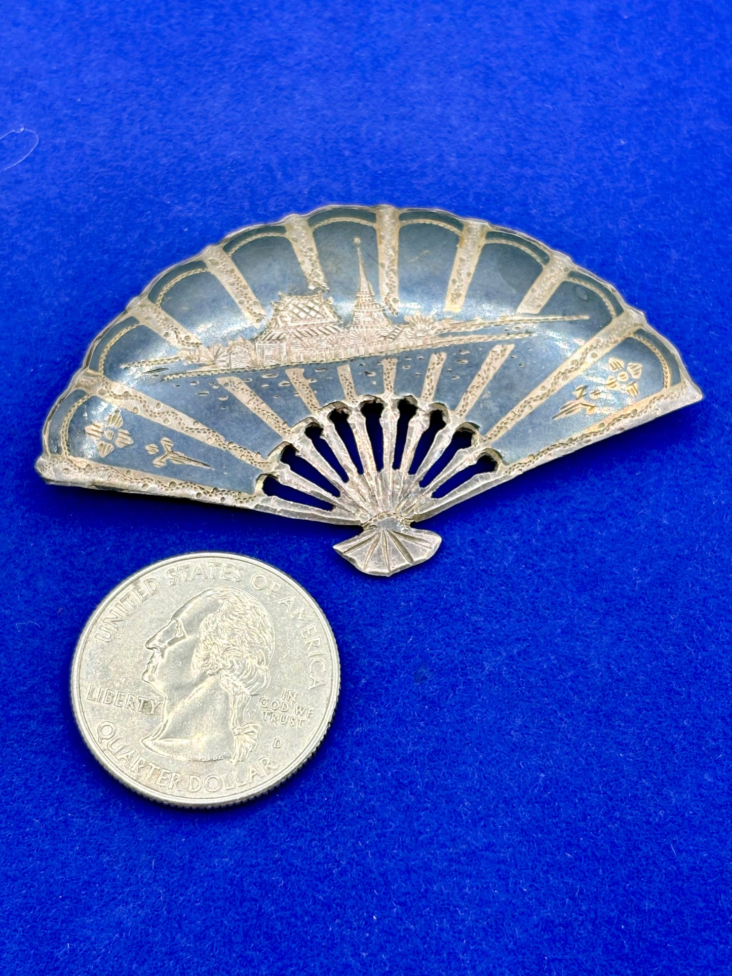 Sterling Silver Siam Fan Brooch