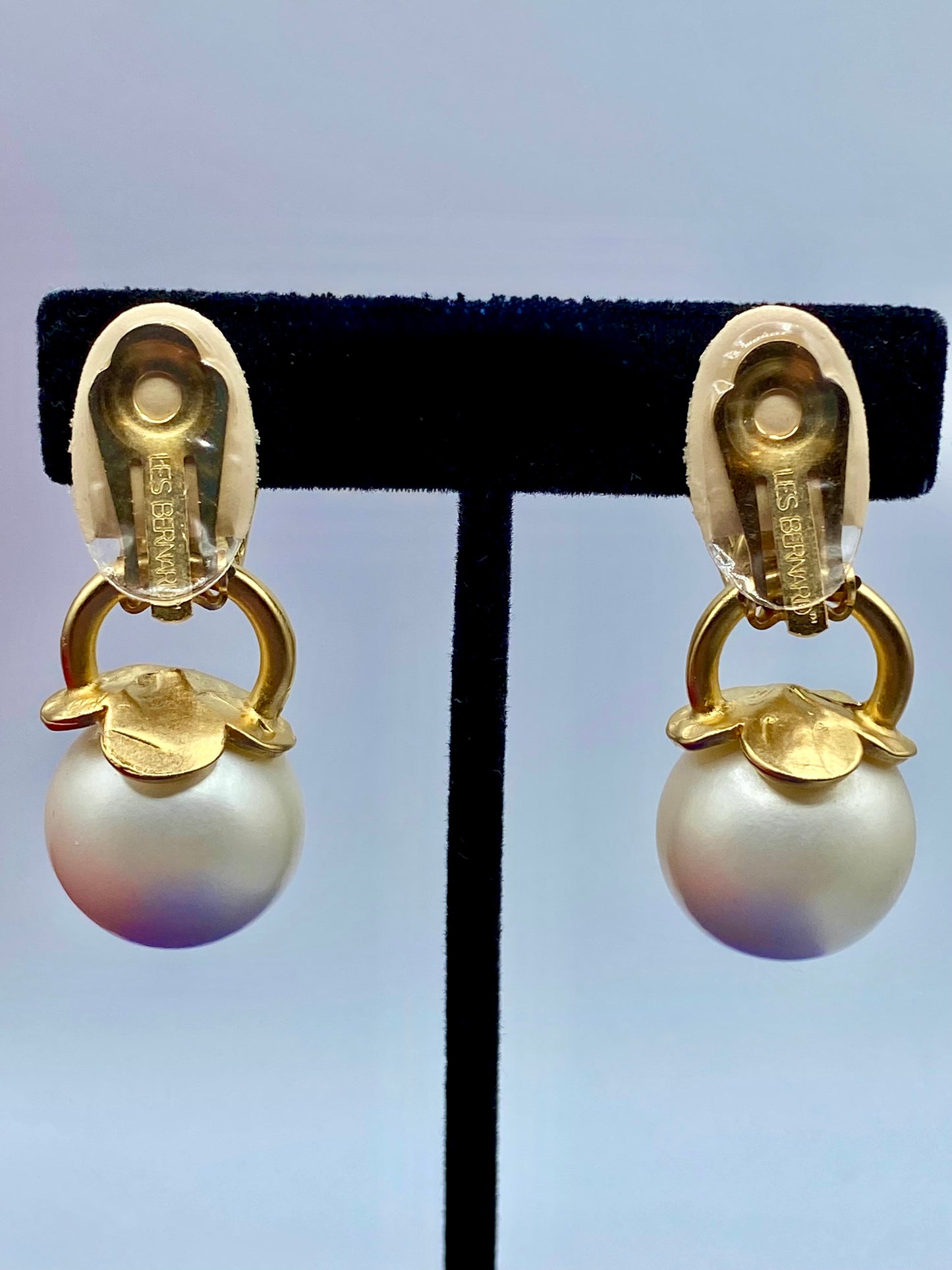 Vintage Les Bernard Faux Pearl Door Knocker Clip Ons