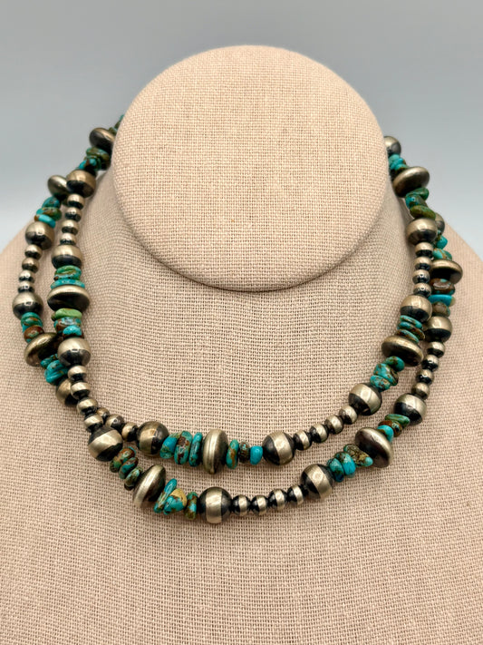 Sterling Silver Southwestern Turquoise & Navajo Pearl Necklace