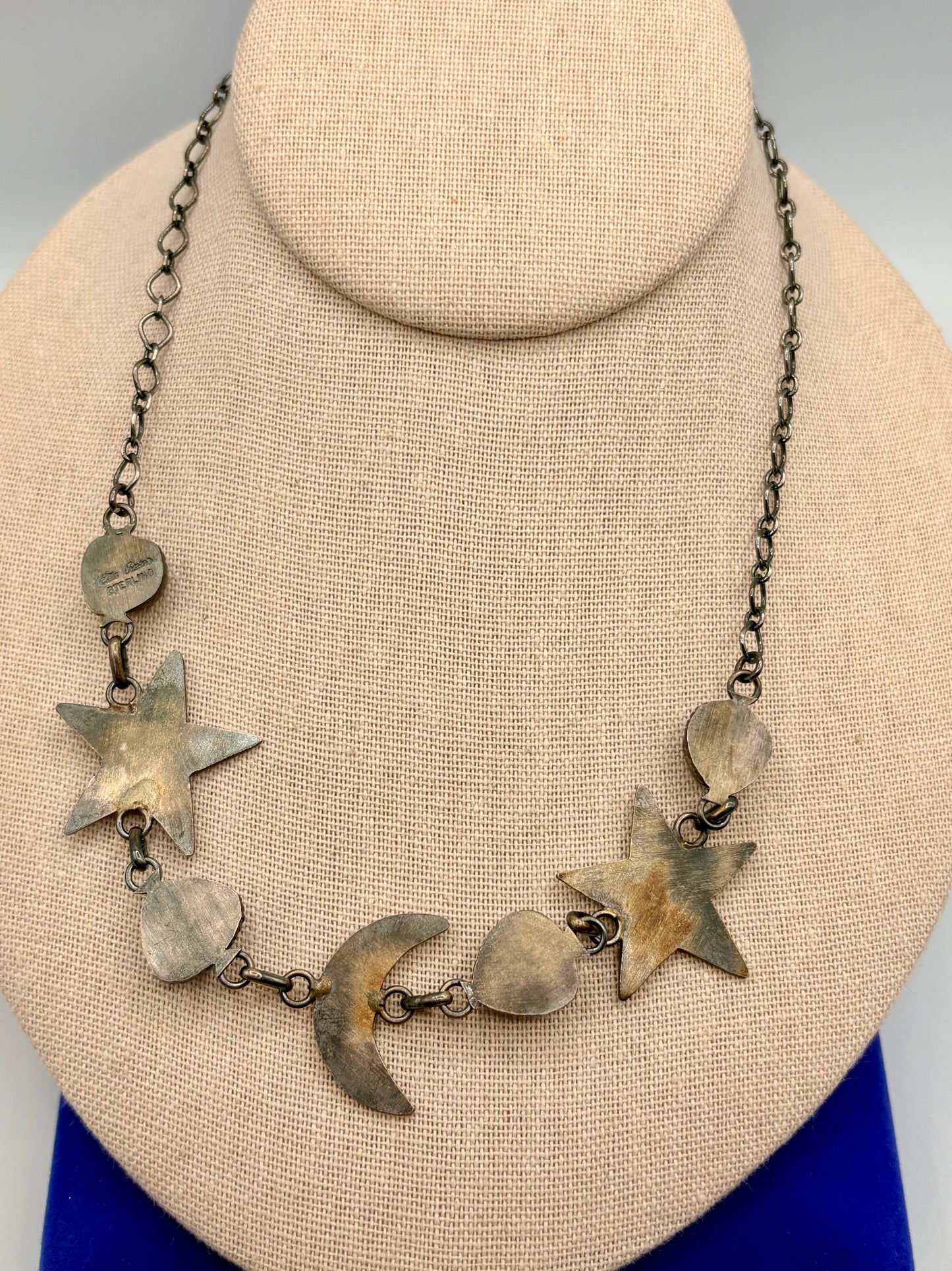 Sterling Silver Native Ella Peter Moon & Star Turquoise Necklace