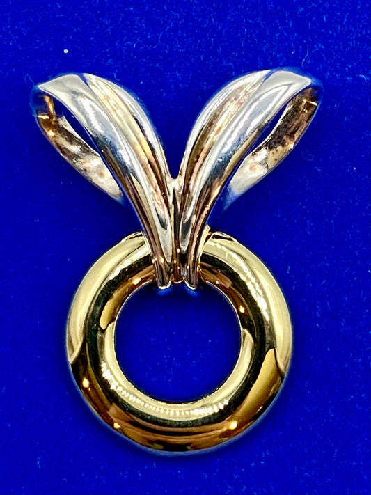 Geometric Sterling Silver Vermeil Signed UTC Pendant