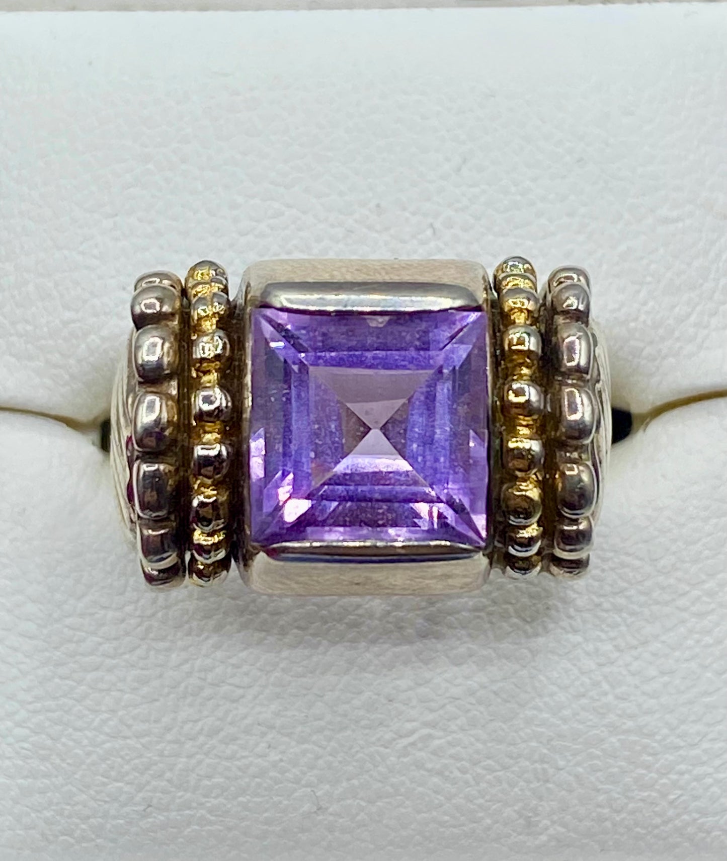 Sterling Silver Heavy B.G Amethyst Ring