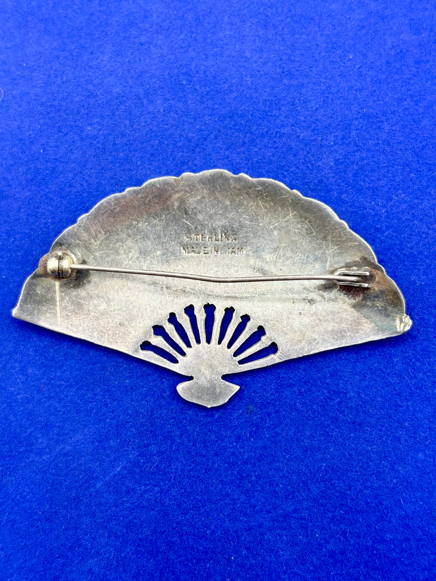 Sterling Silver Siam Fan Brooch