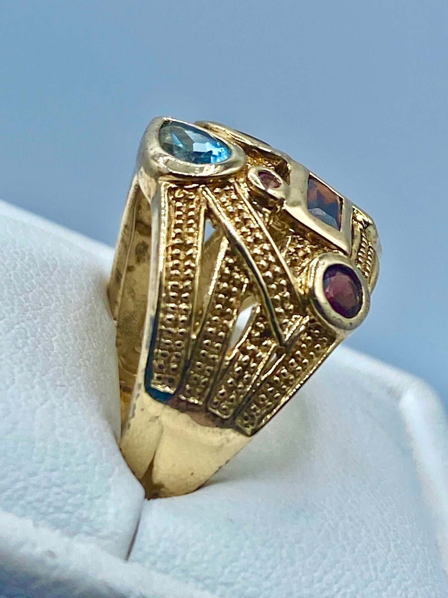 Sterling Silver Vermeil Precious Stone Cluster Ring