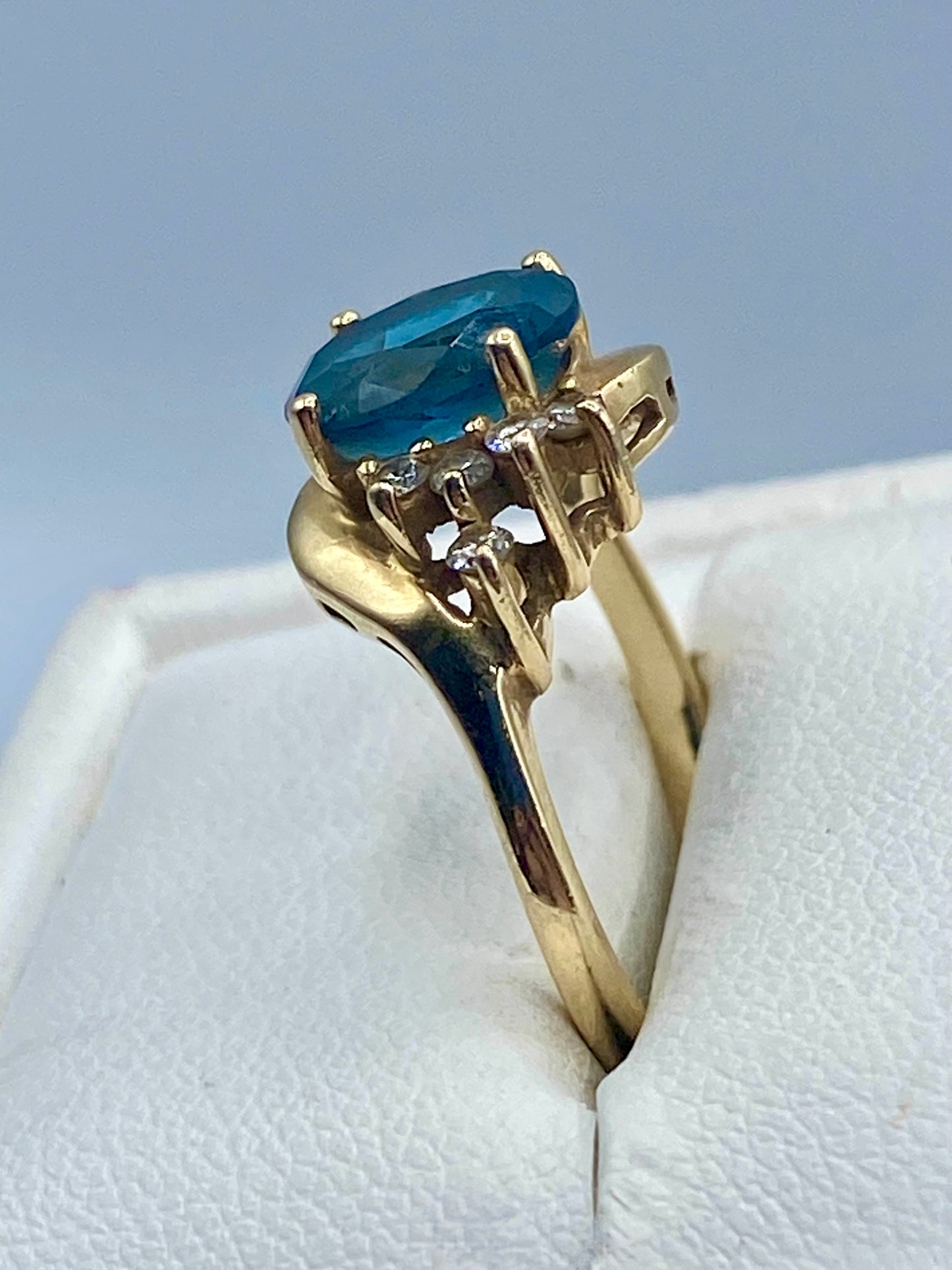 14K Gold Topaz & Diamond Ring