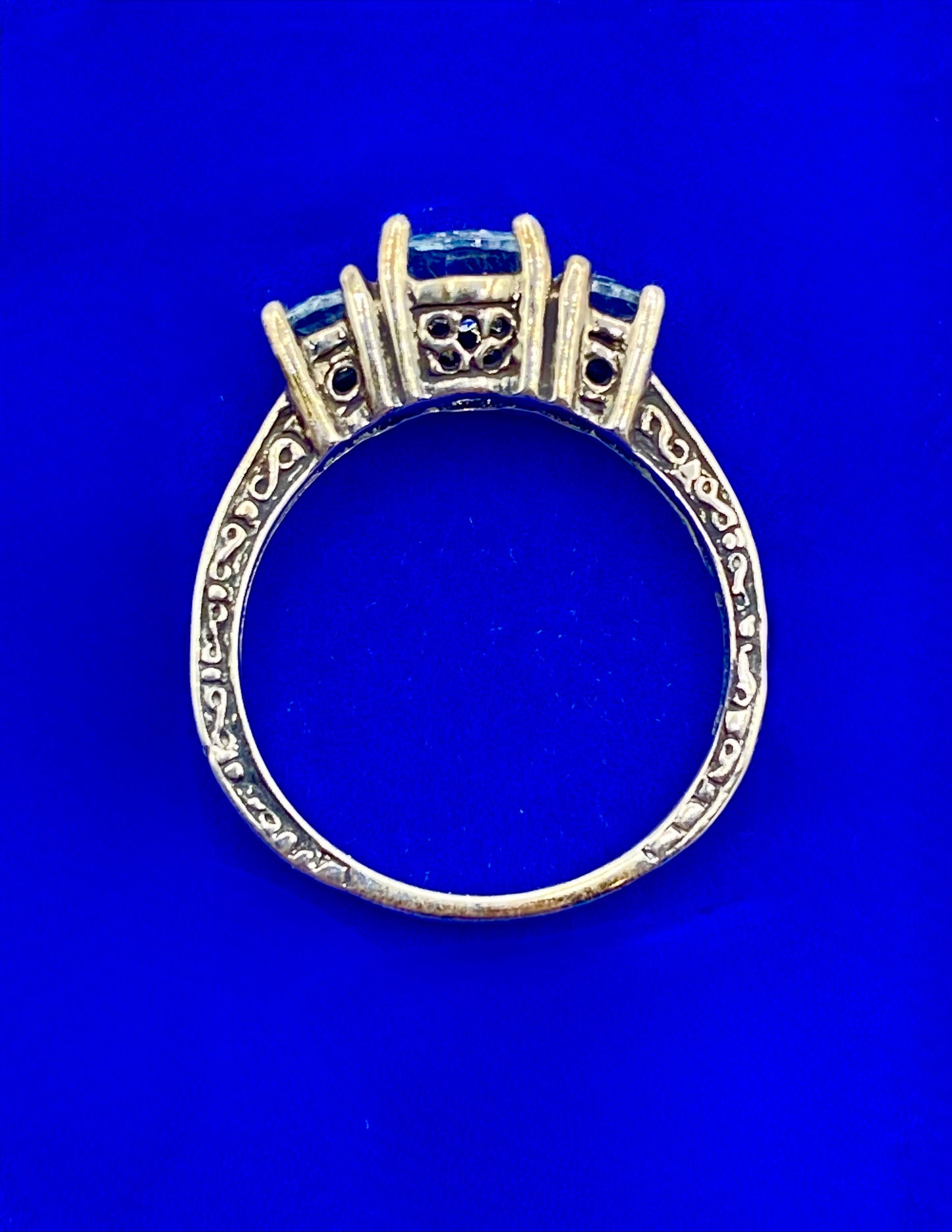 Sterling Silver Tri Stone Aquamarine Ring