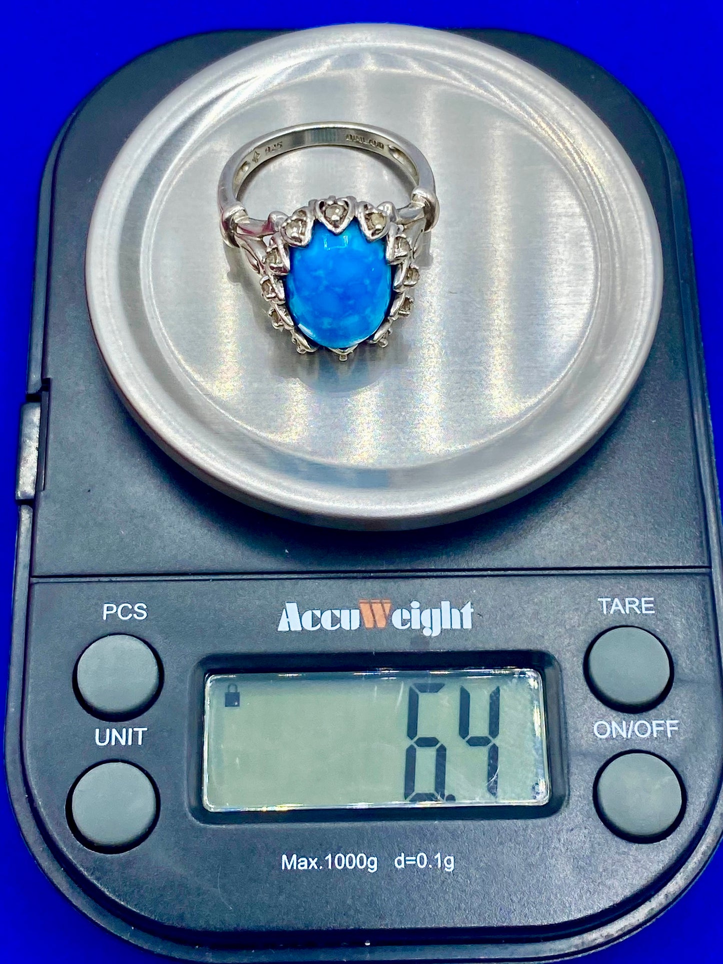 Sterling Silver Turquoise & Topaz Ring