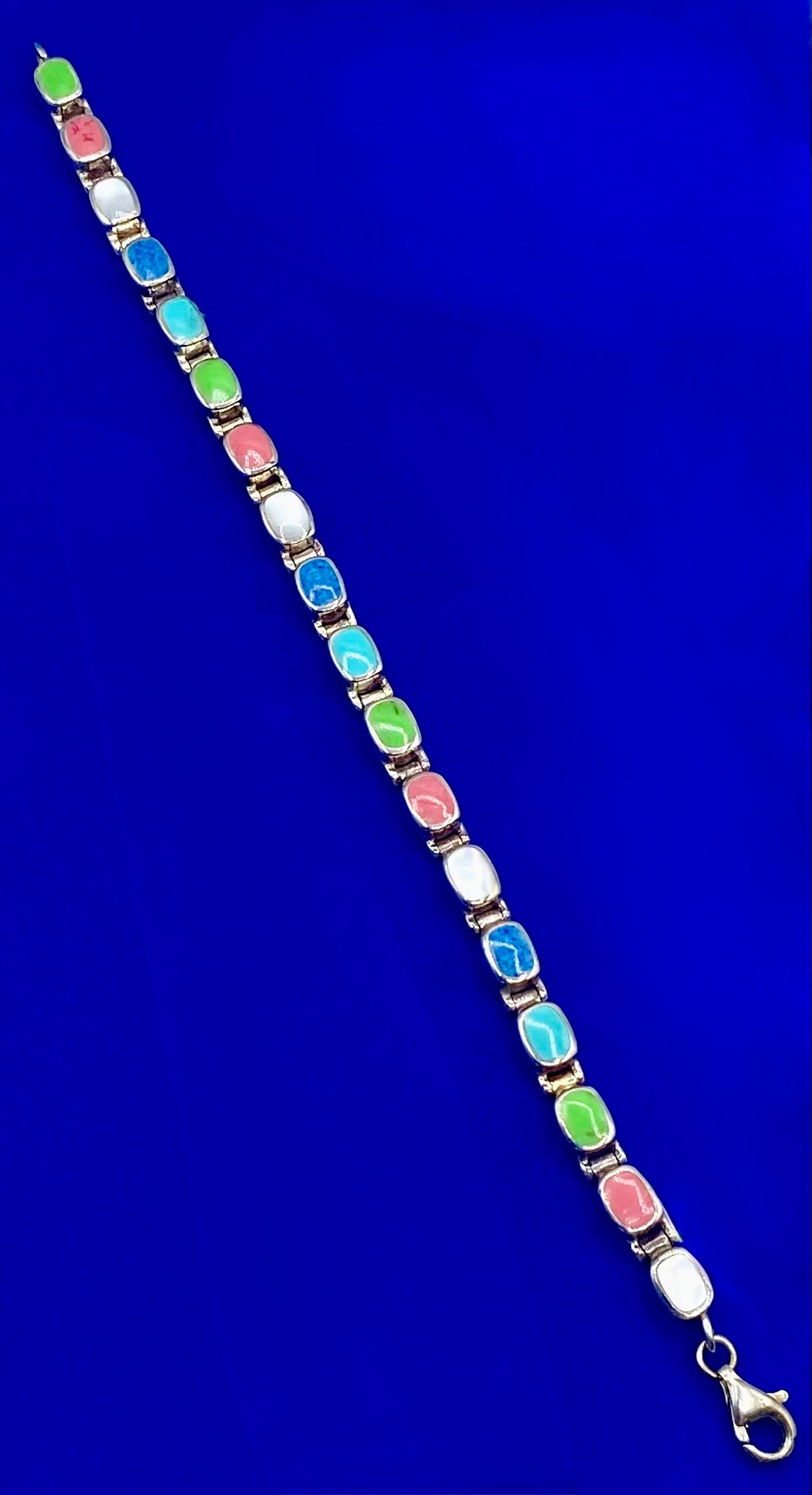 Sterling Silver Multi Gemstone Tennis Bracelet