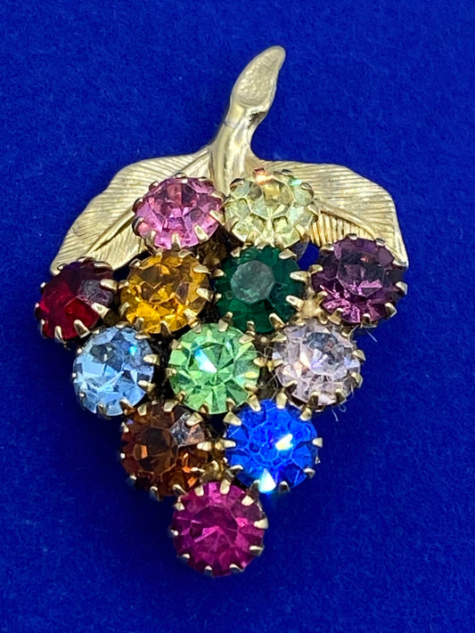 Rhinestone Grape Brooch