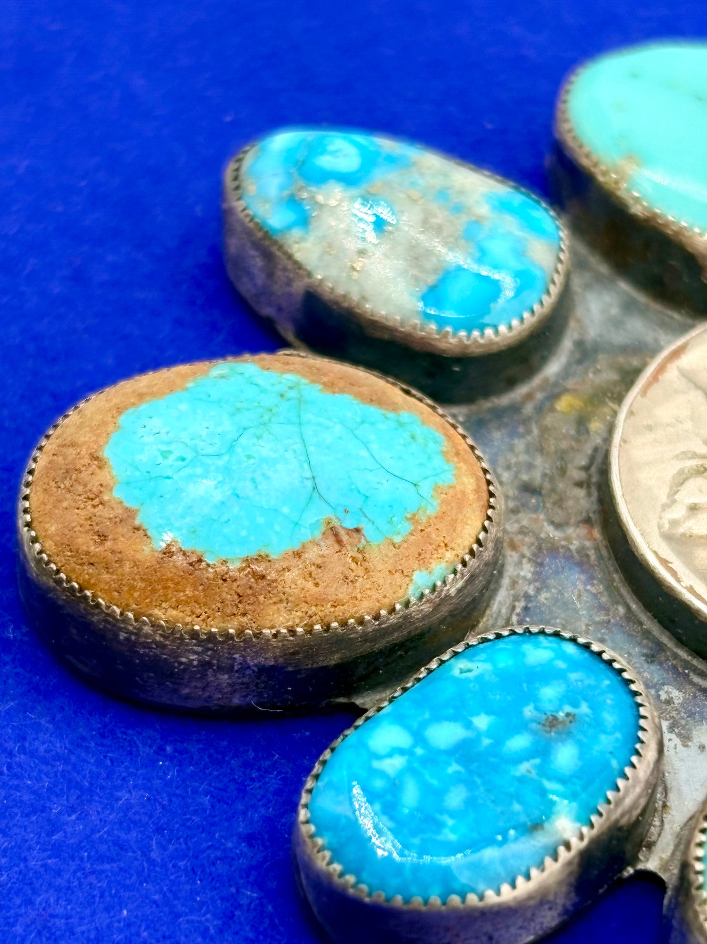 Sterling Silver Native Alice Me Shirley Buffalo Nickel & Multi Turquoise Pendant